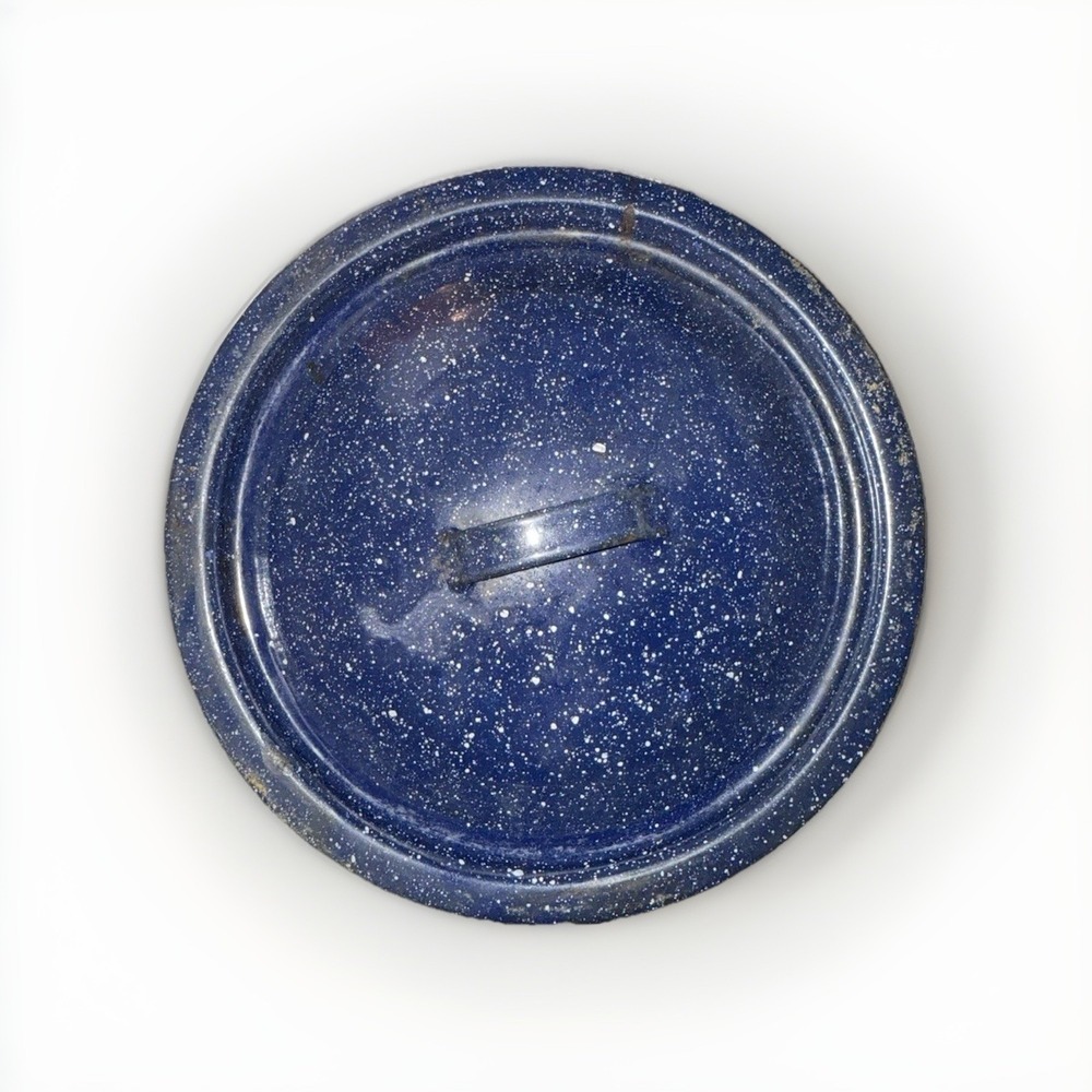 Vintage Blue & White Speckled Enamelware Pot Lid Large 9.5" REPLACEMENT READ